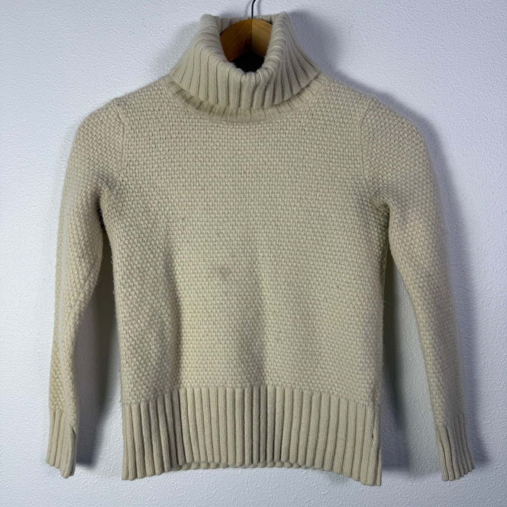 Patagonia Turtleneck Sweater Womens XS Cream Good Waffle Knit Ribbed Trim